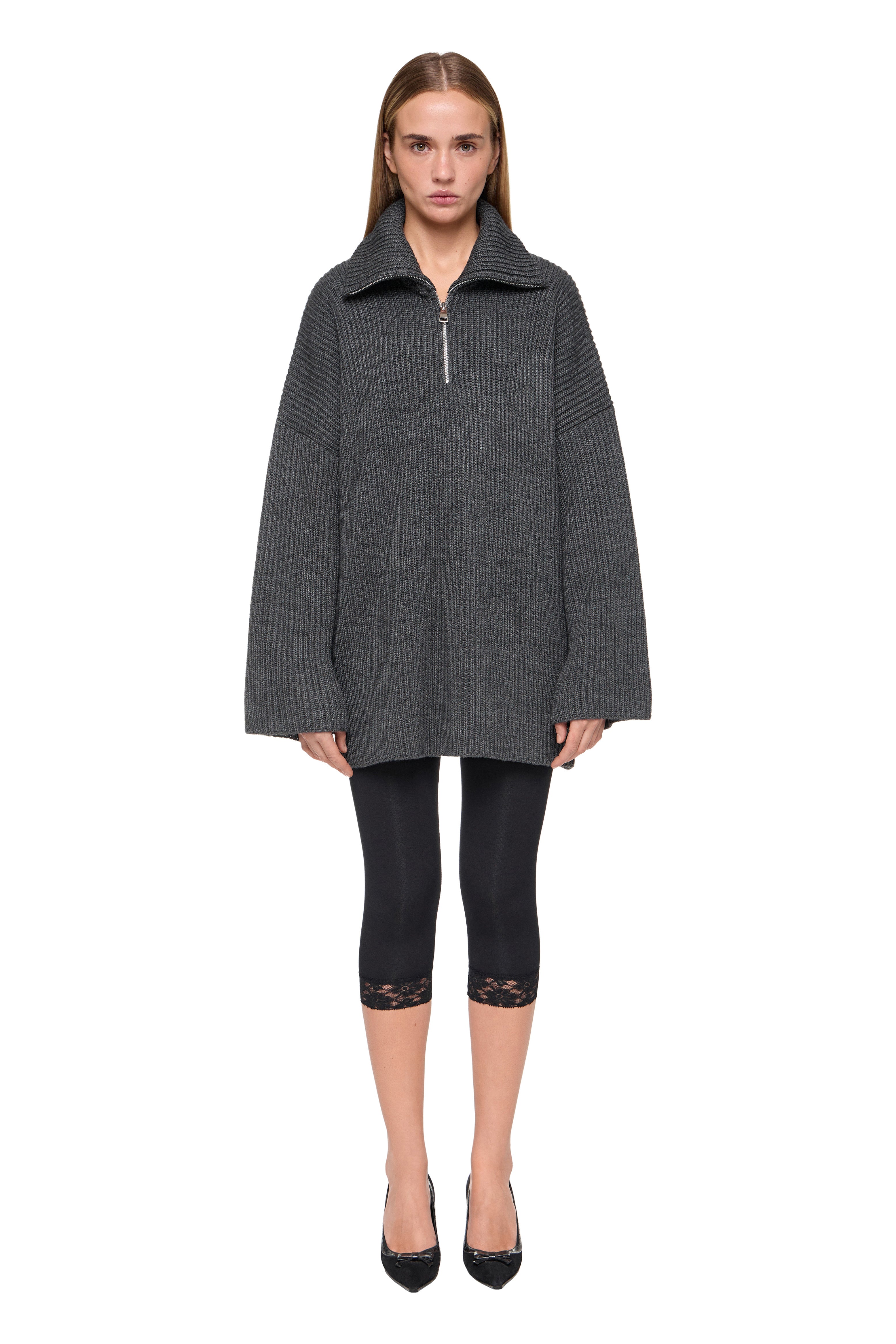 DARK GREY ZIP SWEATER - HEYYASISTERS UA