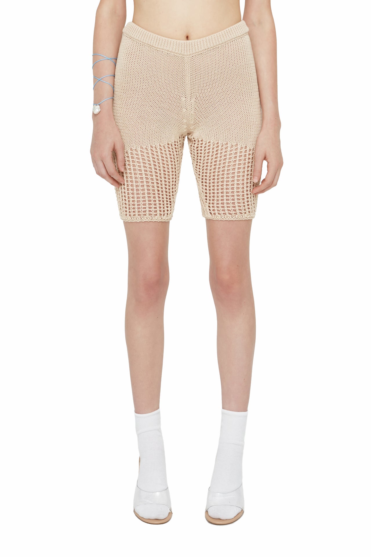 Biege Knit Cotton Shorts