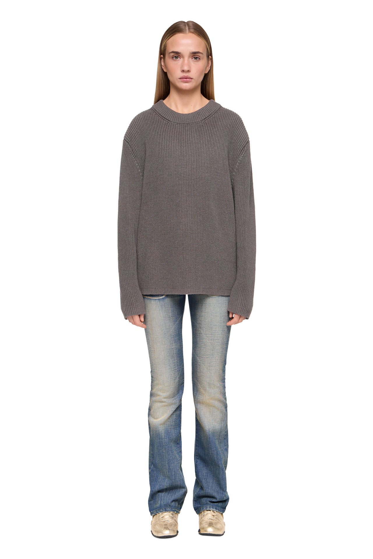 ASH BROWN RIBBED SWEATER