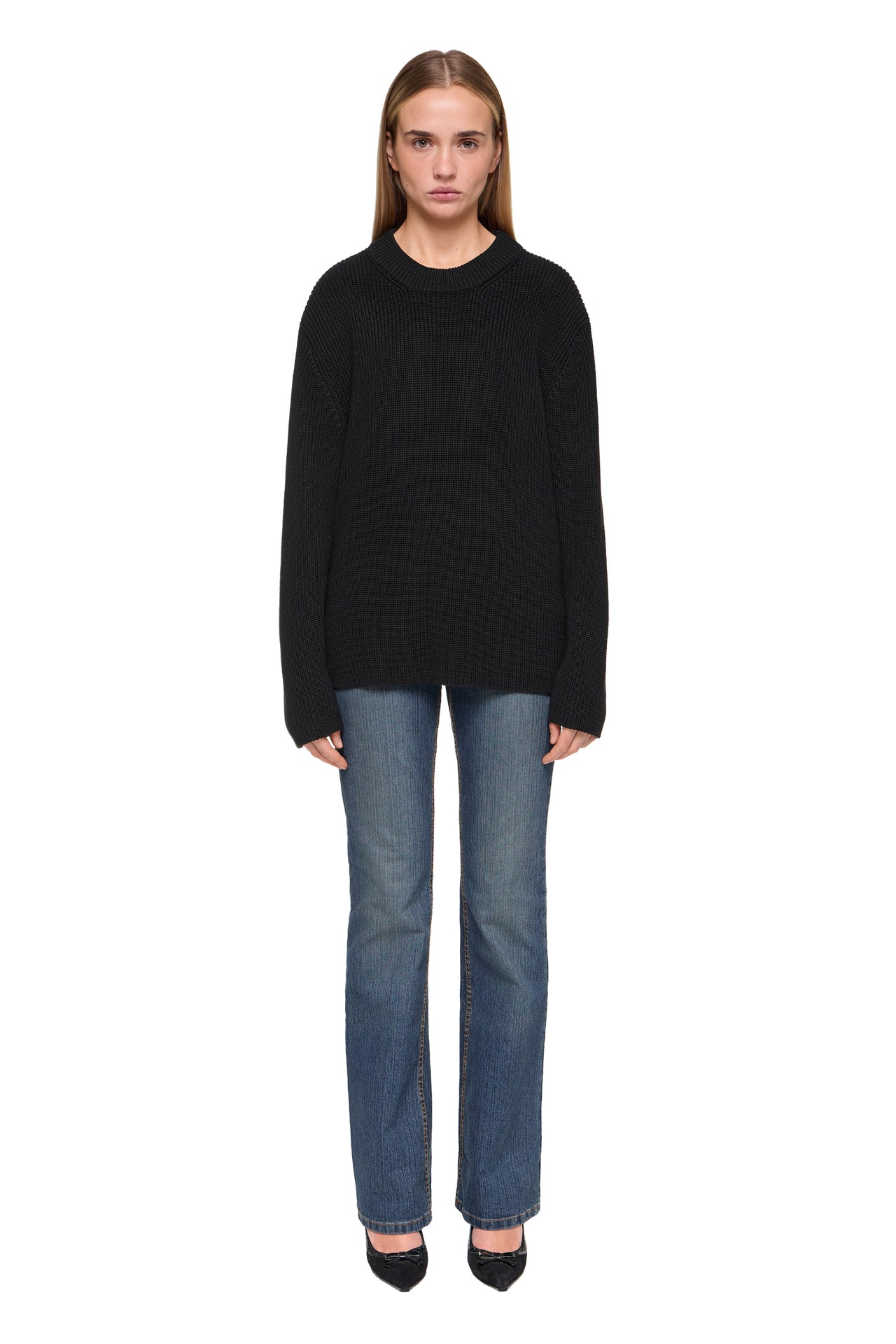 BLACK RIBBED SWEATER