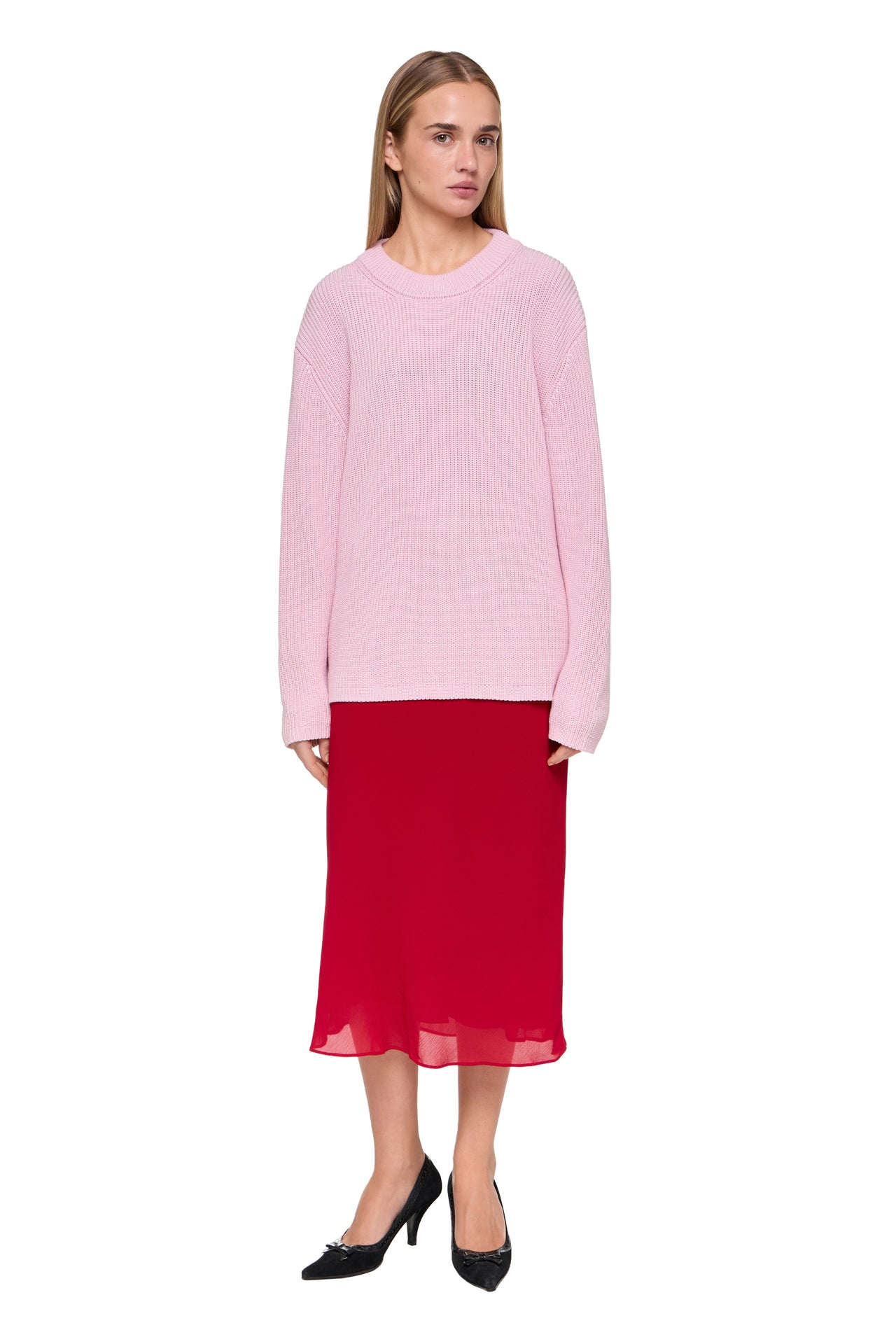 PALE PINK RIBBED SWEATER