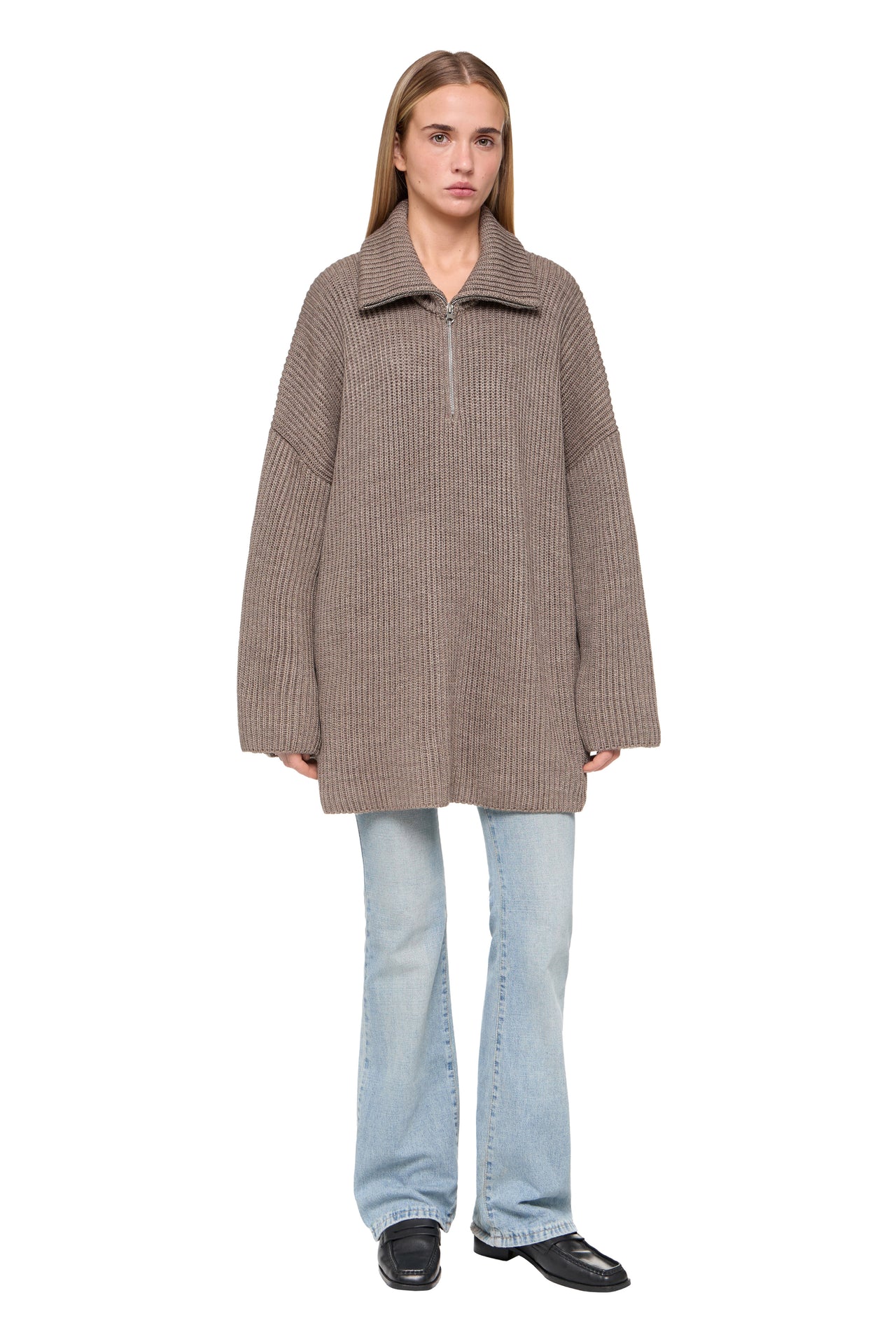 MUSHROOM MILK ZIP SWEATER